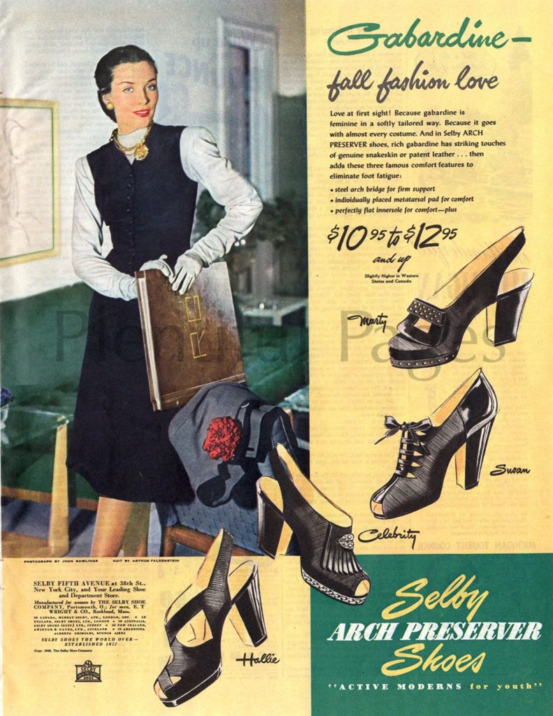 1946 Selby Shoes Vintage Ad, 1940's Fashion, Retro Shoes, Vintage Shoe Ad