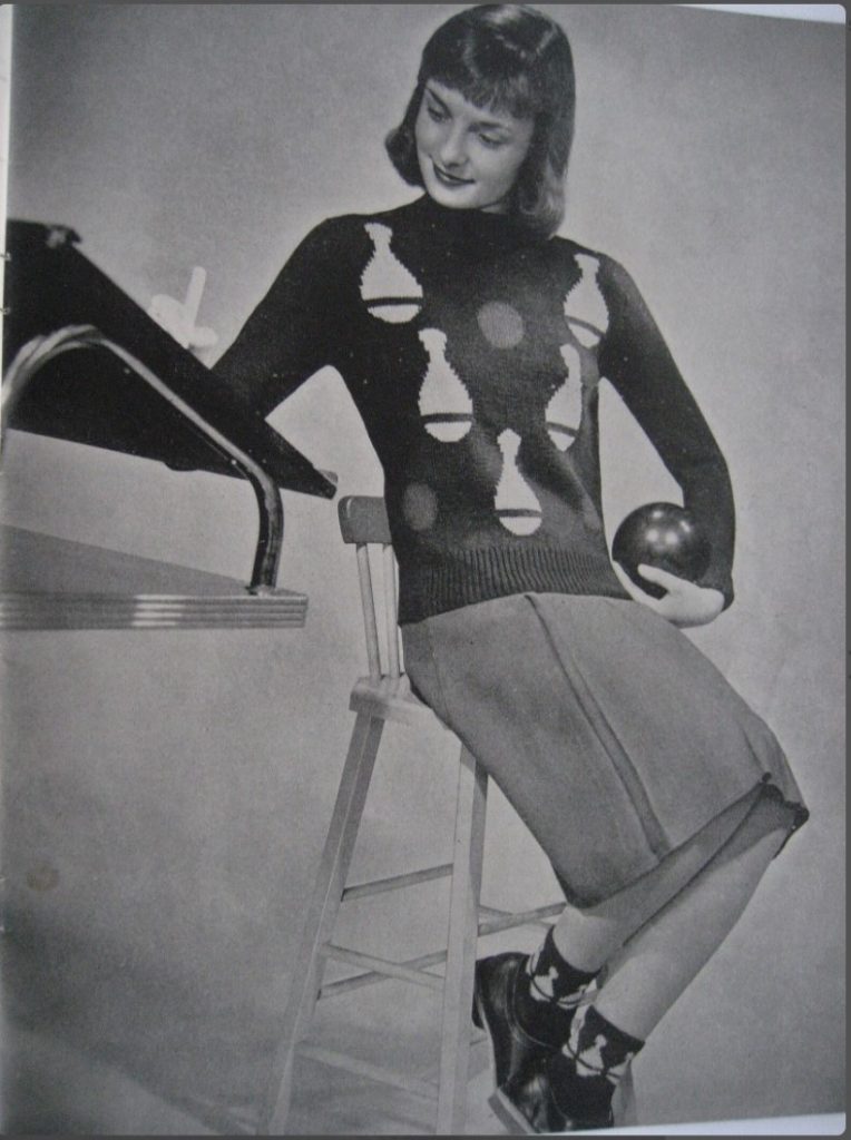 1950s Bowling Sweater with Matching Socks. 1950s Fall Fashion.