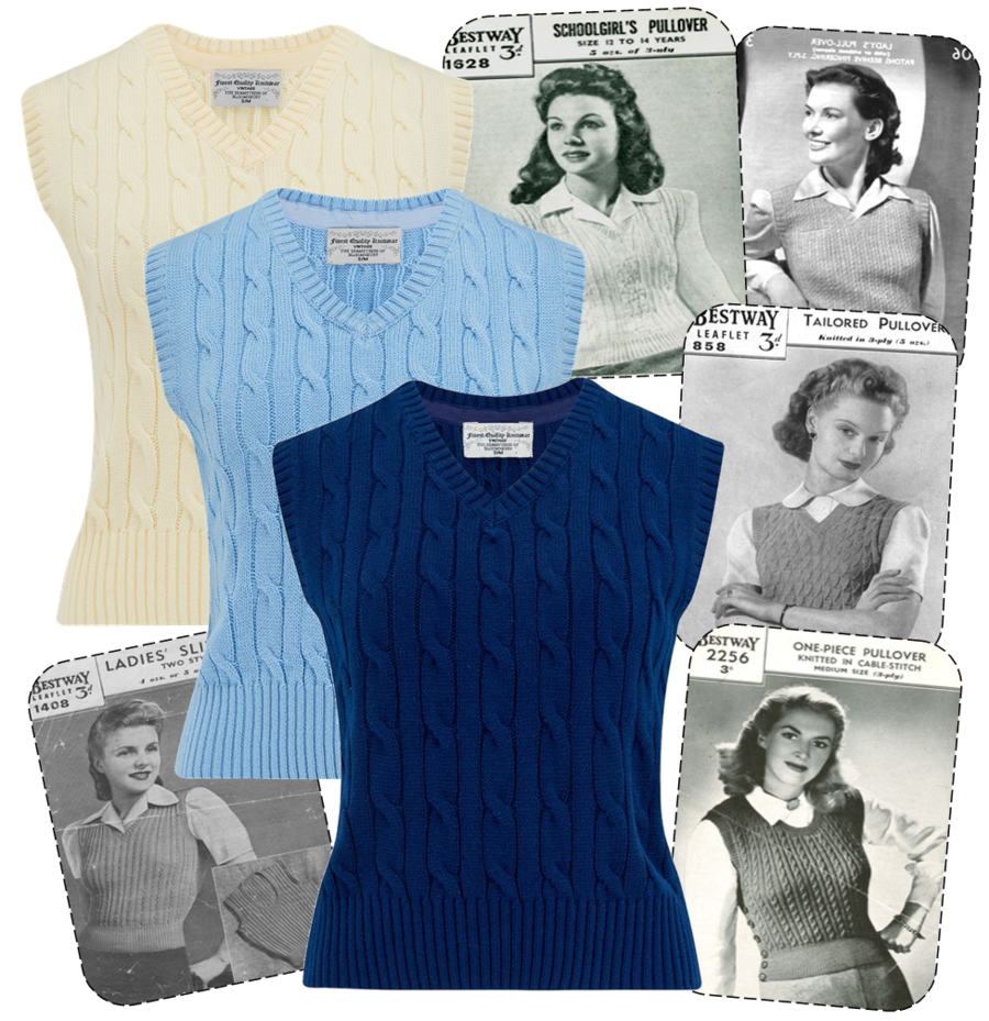 vintage style 1940s sweater - cable knit sweater.