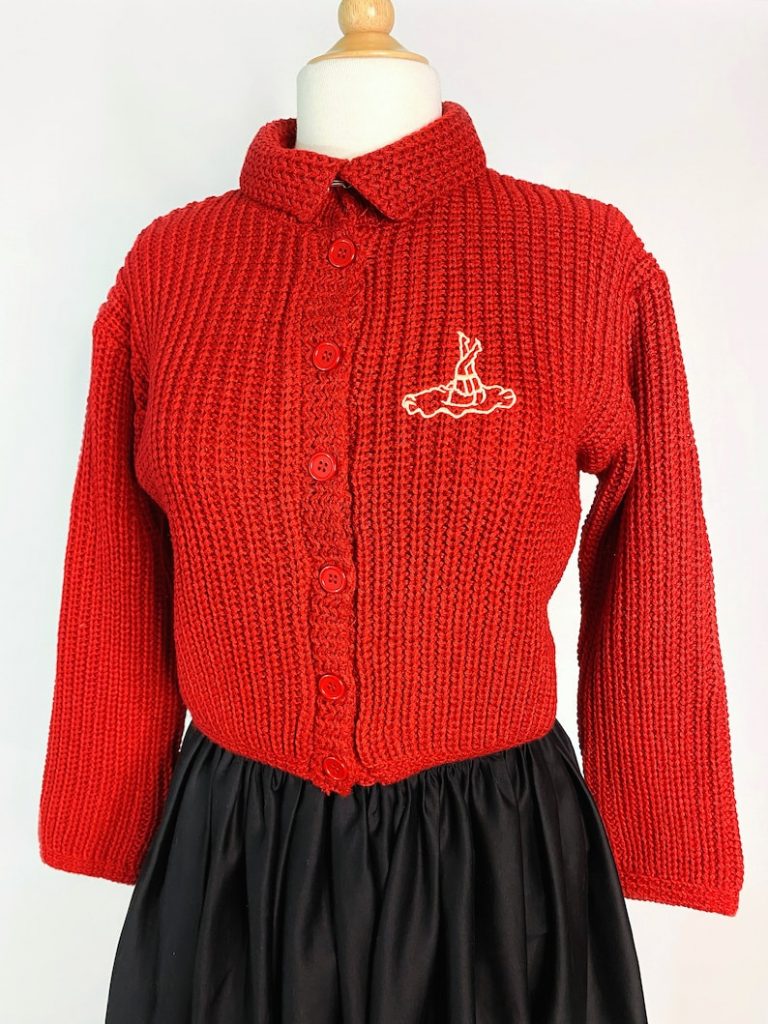 Vintage 1950s Style Mischief Collared Knit Cardigan