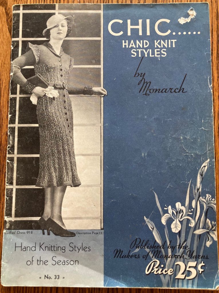 Vintage Original 1930s Monarch Chic Knitting book featuring knitted dresses knitted cardigans jackets and more