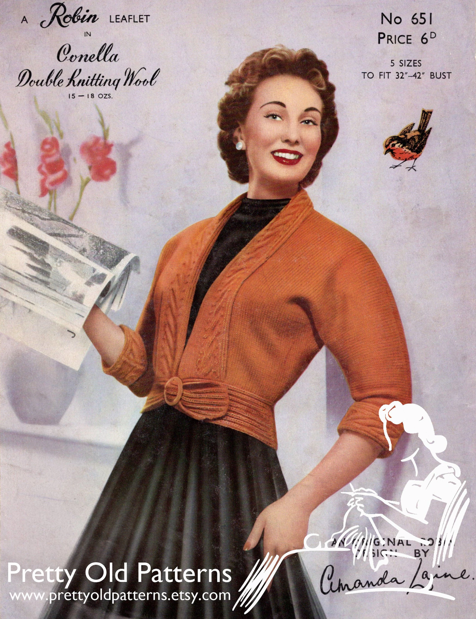 Wonderful 1950s Lady's Cable Front Jacket vintage knitting pattern pdf