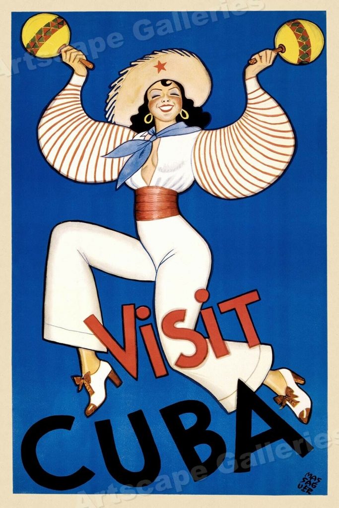 1935 vintage travel poster for cuba. Visit Cuba!