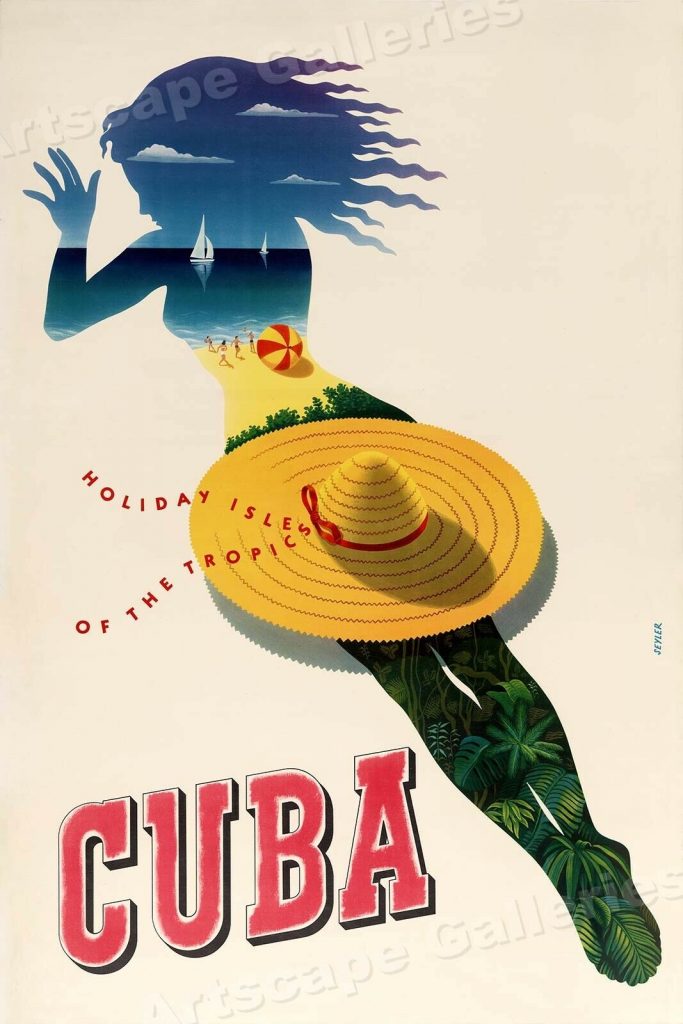 1940s Cuba Holiday Isles of the Tropics Vintage Style Travel Poster