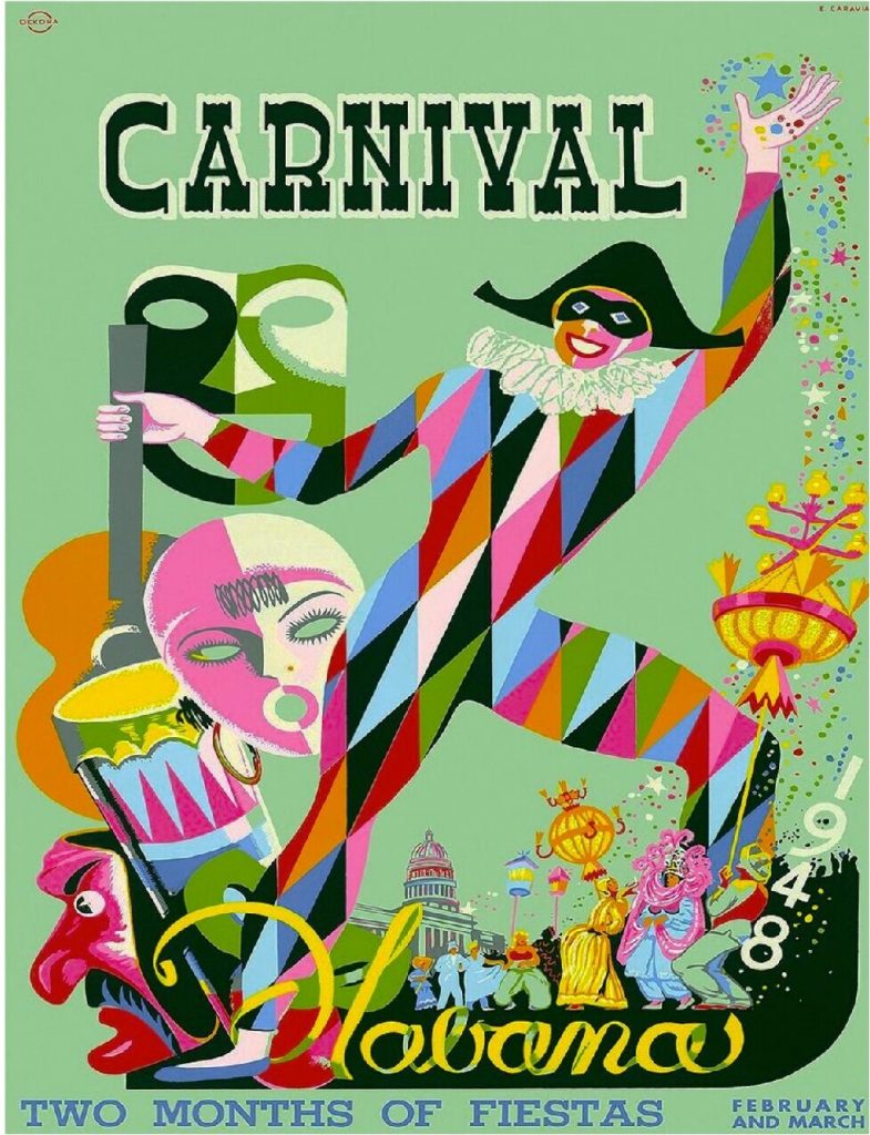 1948 Havana Cuba Cuban Caribbean Carnival Vintage Travel Advertisement Poster