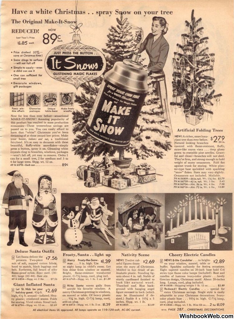 1950s Christmas Decorations as seen in a 1950s Sears Christmas Catalog