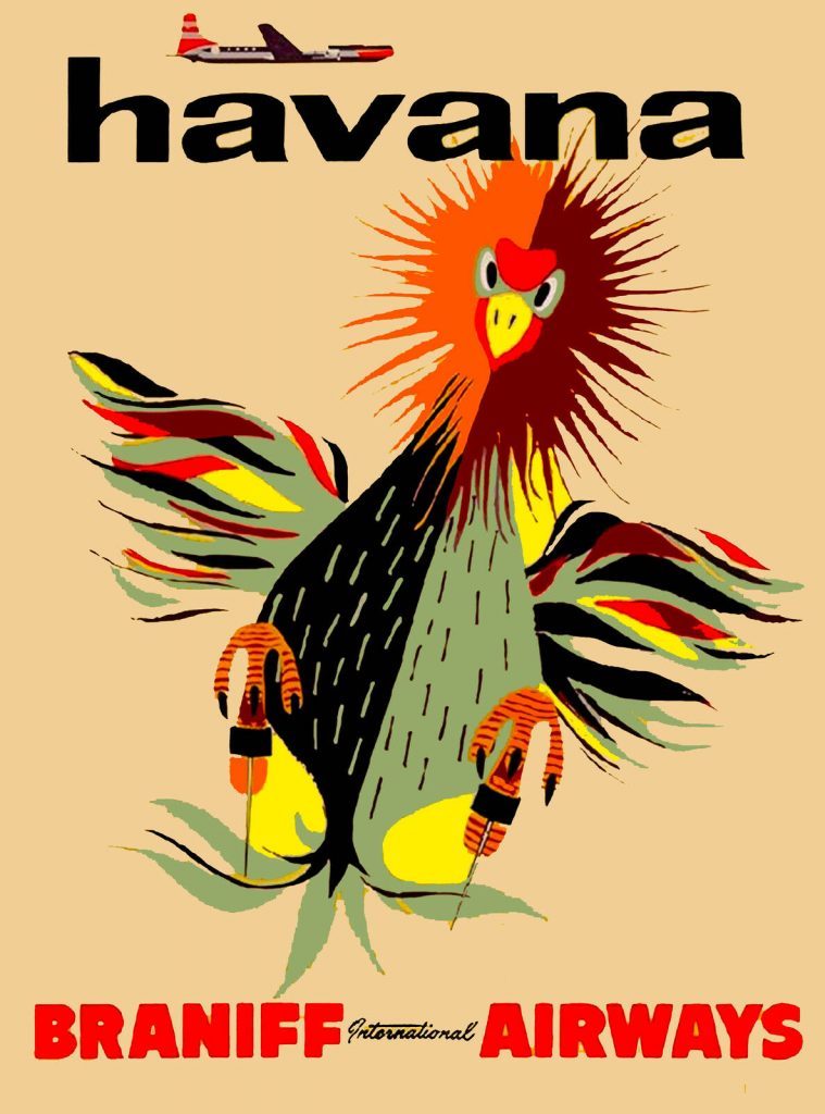 Havana Cuba Chicken Caribbean Island Vintage Travel Art Poster Advertisement