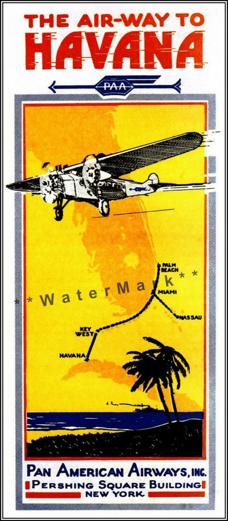 Pan Am 1928 Havana Cuba Vintage Poster Print Retro Art Airline Travel Tropical