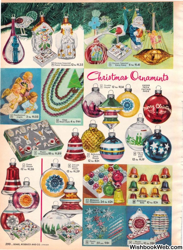 1950s Christmas Ornaments from a Sears Christmas Catalog