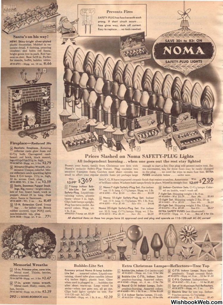 1950s Christmas Lights Noma as seen in a 1950s Sears Christmas Catalog