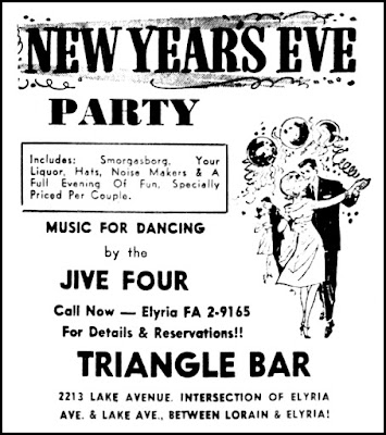 1963 Vintage Newspaper ad for a new years eve pat at the Triangle Bar. 