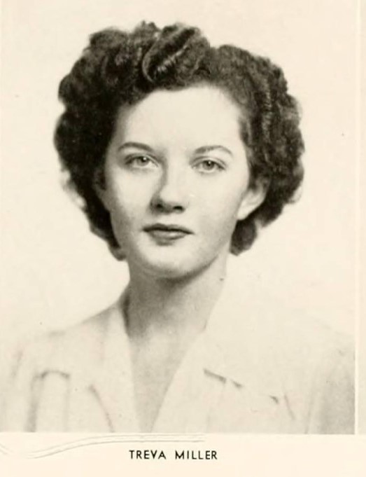 1940s vintage photo from a 1941 vintage yearbook featuring a female senior college student. 