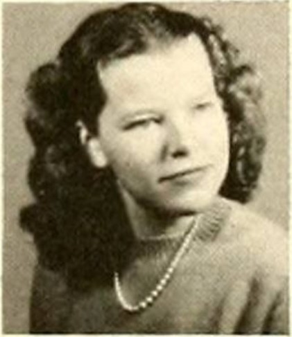 1940s Vintage Yearbook photo of a young woman in a 1947 yearbook