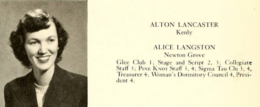 1950 vintage yearbook of a senior college student with a 1950s short hairstyle. 