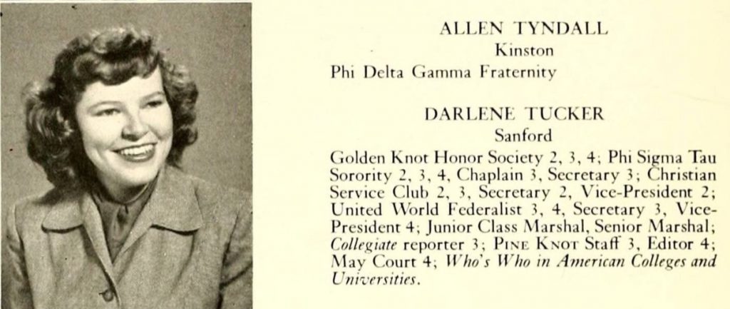 1950 Vintage Yearbook photo of a young woman with a 1950s hairstyle. 