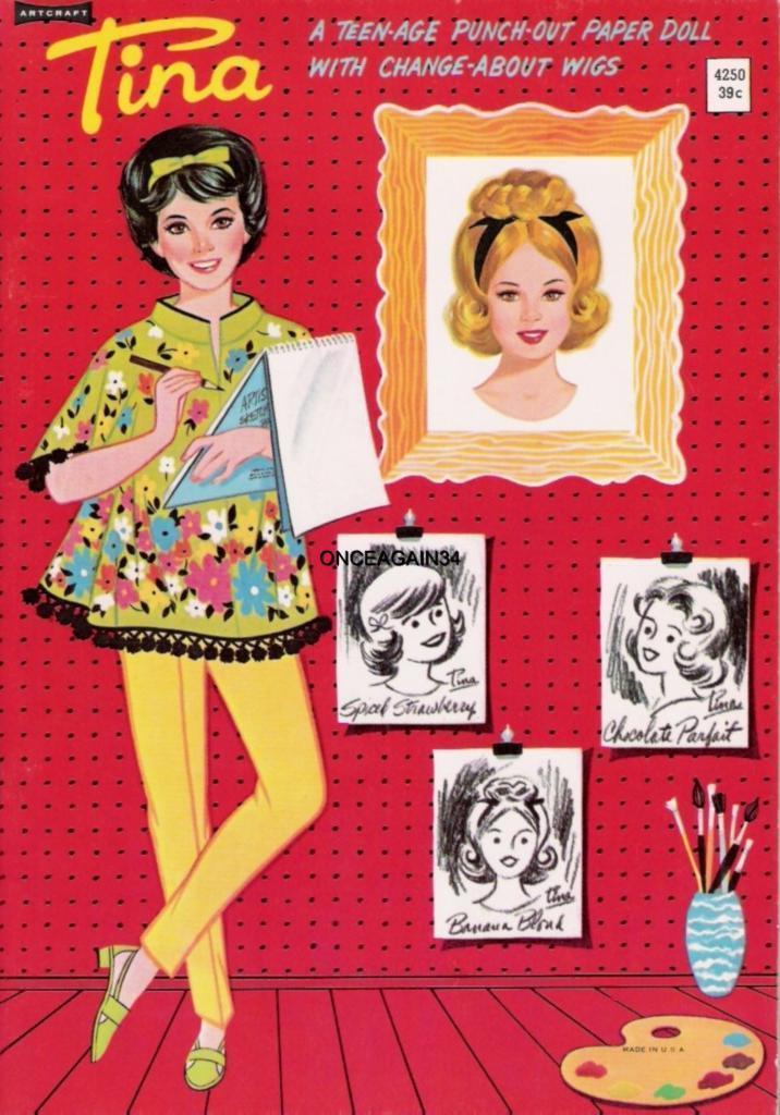 1960's TINA PAPER DOLLS. 1960s fashion and 1960s hairstyles