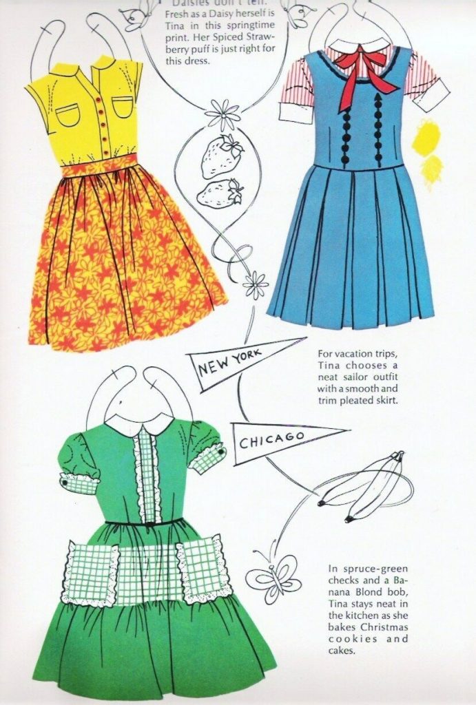 1960s paper doll fashions-1960s fashions for springtime, vacation and Christmas looks. 