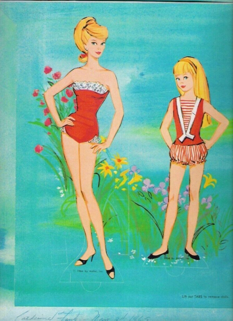 1964 BARBIE & SKIPPER PAPER DOLLS. 1960s fashions. 