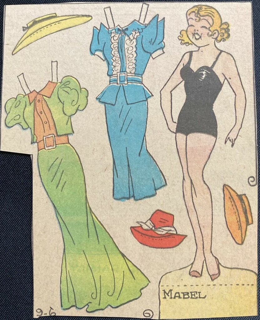 1930s Paper Doll: Sunday Funny newspaper paper doll section of TOOTS & CASPER by Jimmy Murphy.