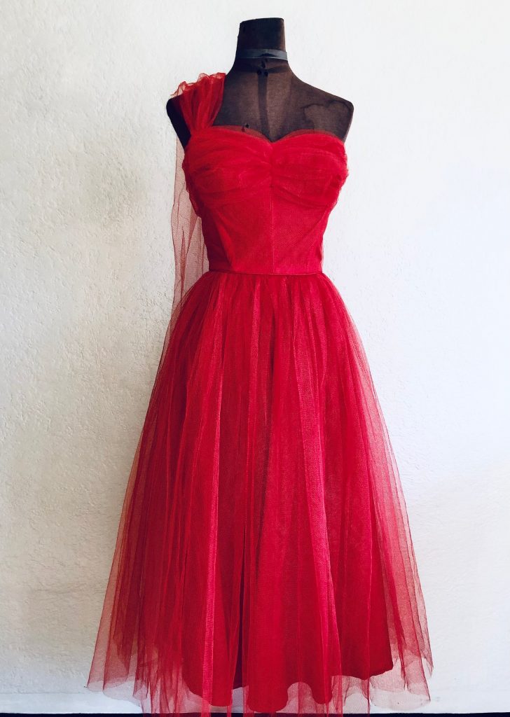 Vintage 1950s Lorrie Deb Red Tulle Party Dress