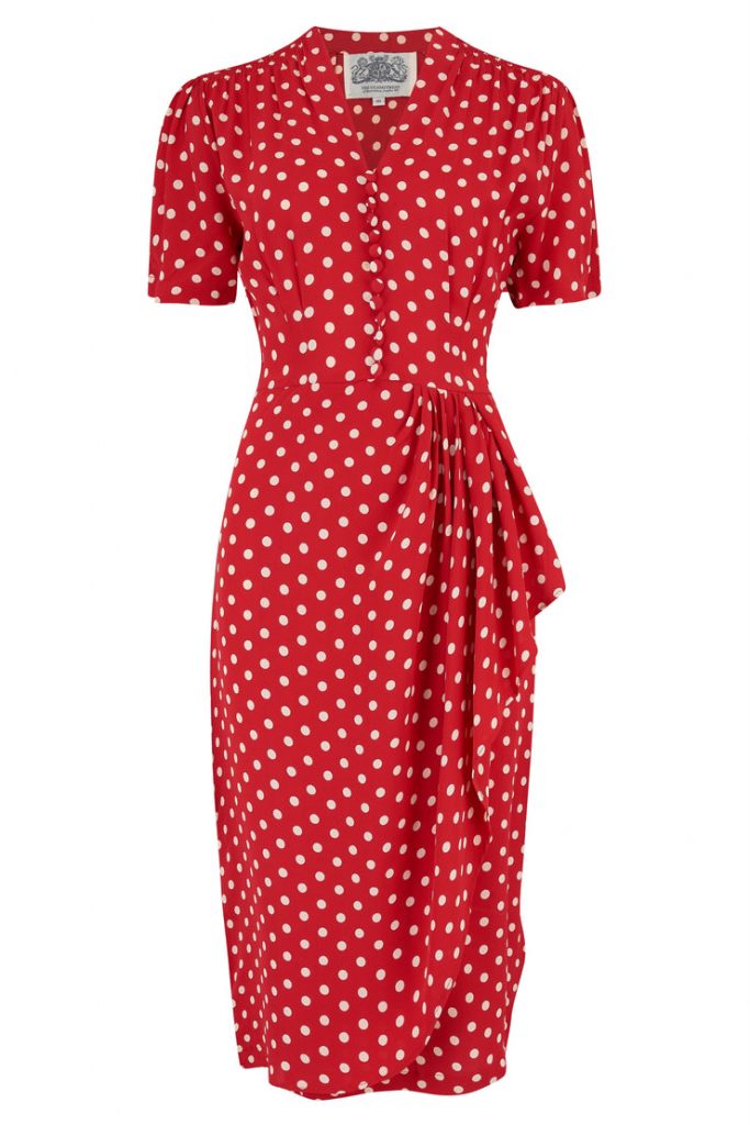 1940s red polka dot sarong skirt dress 1940s vintage style 1940s vintage reproduction 1940s fashion