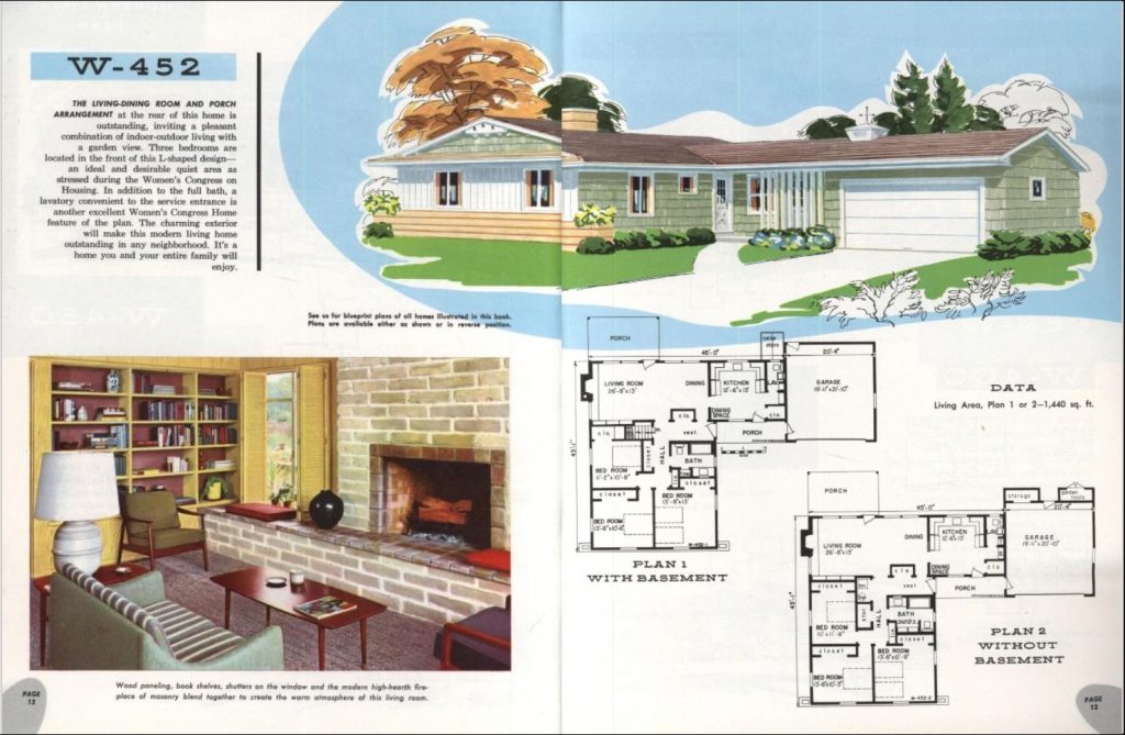 1950s vintage home flooring plan.