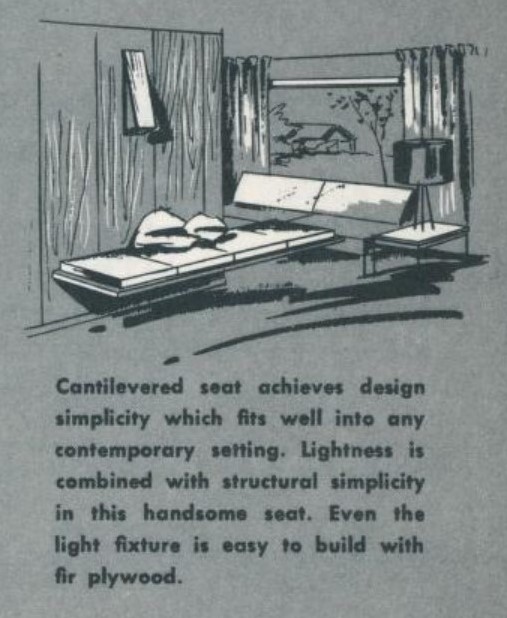 1950s interior design idea cantilevered seats.