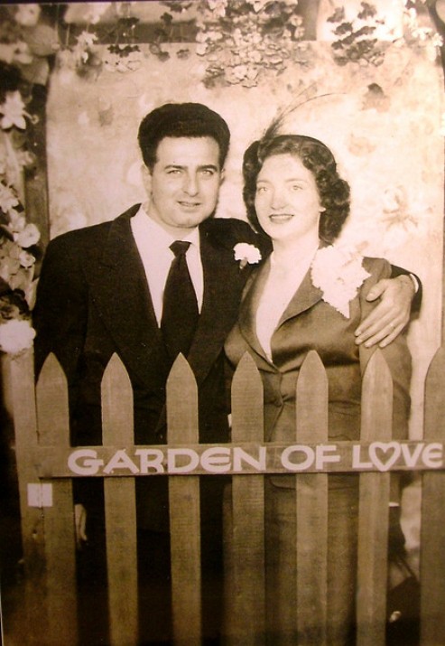 1950s Vintage Photo Booth of a couple posing. 