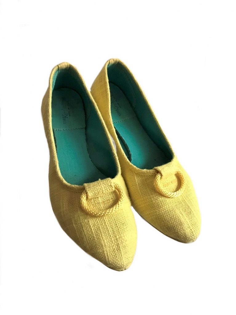 vintage 1950s yellow flat ballerina shoes