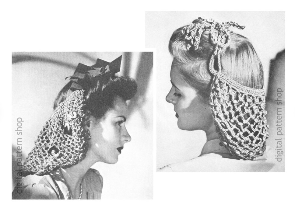 1940s Vintage Snoods Crochet Pattern for Women