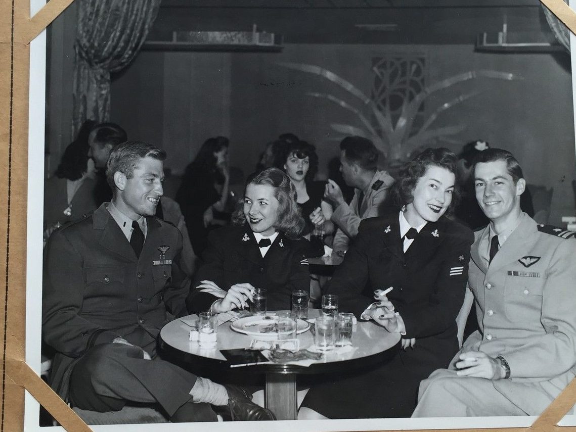 WWII 1940s Souvenir Photo Holder San Diego w/ Miltary Couples at Night Club