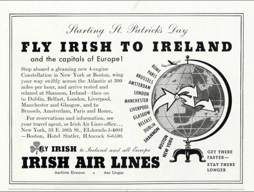 1948 Irish Air Lines: Starting St Patricks Day Vintage Print Ad