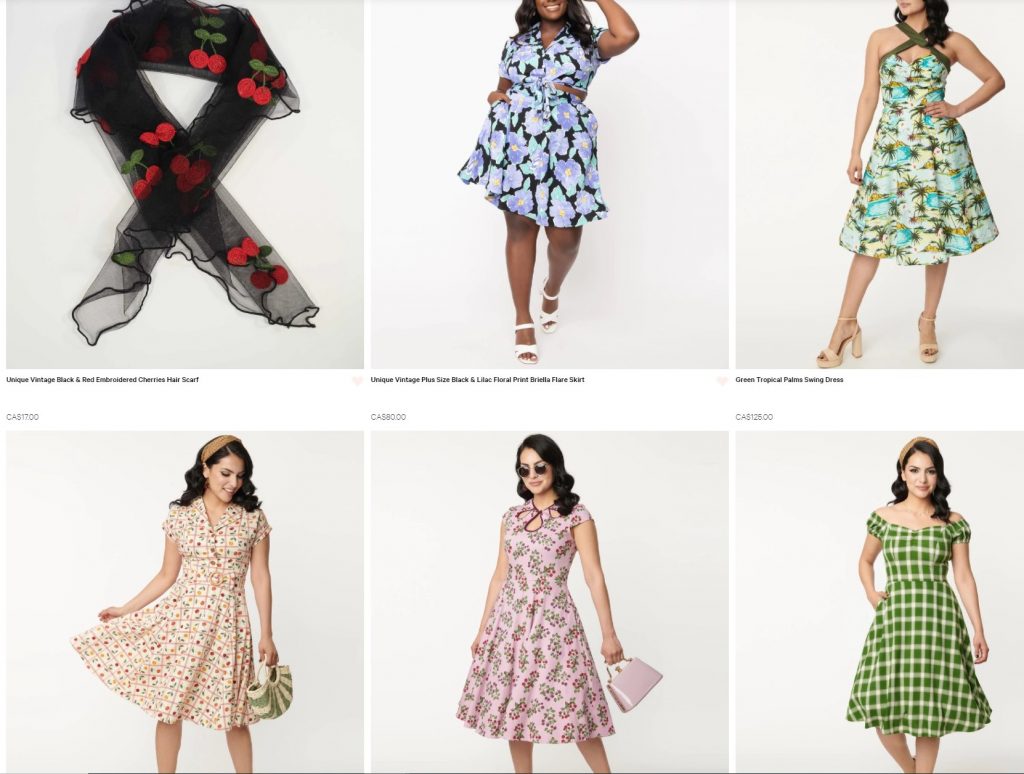 1950s vintage style dresses and outfits from Unique Vintage