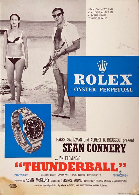 1960s Rolex Watch ad featuring Sean Connery as James Bond in Thunderball