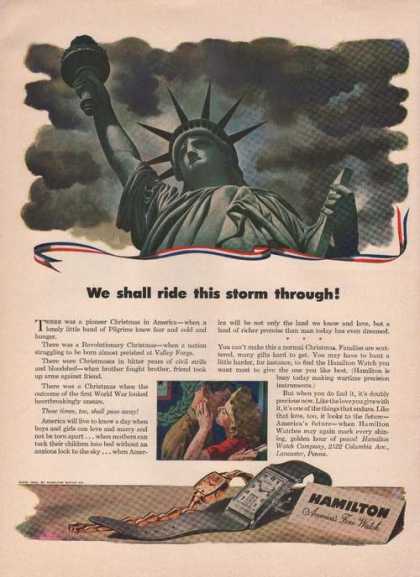 1940s Vintage Watch Ad for Hamilton Watches during WW2. Hamilton Watch Ride Storm Through (1942)