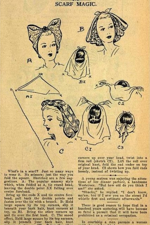 Idea on how to wear a headscarf in the 1940s