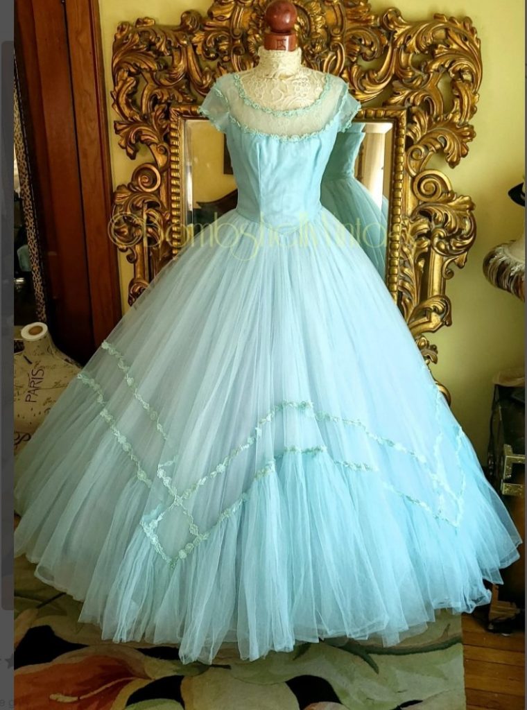 Vintage 1950's Emma Domb Light Blue Ball Gown