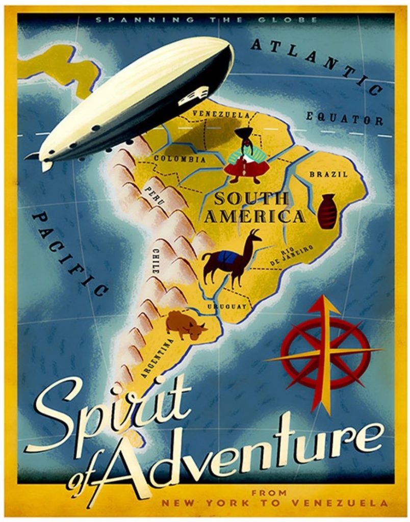 South America Venezuela Vintage Travel Poster / Wall Art Print