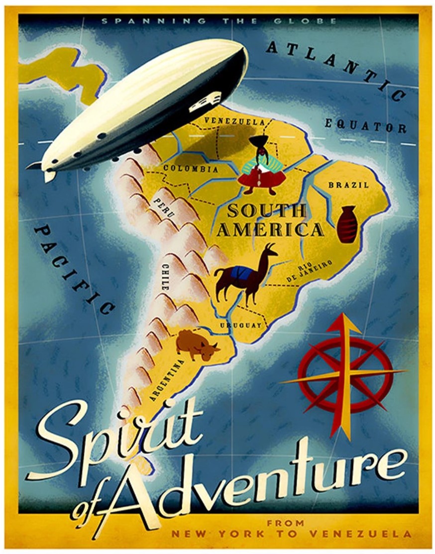 ca 1960s Pan Am travel poster, graphic map of South America with News  Photo - Getty Images