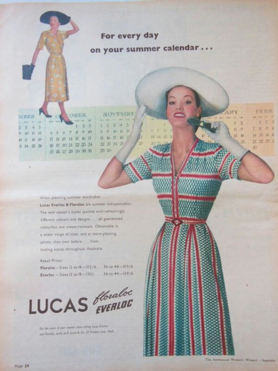 1950s vintage ad / 1950s fashion ad from 1954 for women's fashions from Lucas spectator fashion