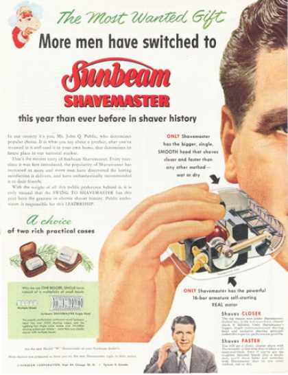 Sunbeam Shavemaster Electric Shaver (1952) vintage ad. 