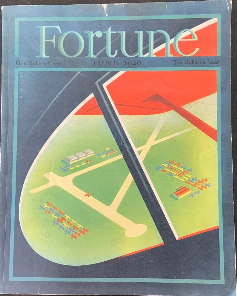 1940s Vintage Magazine-Fortune Magazine June 1940 featuring a view from an airplane. 