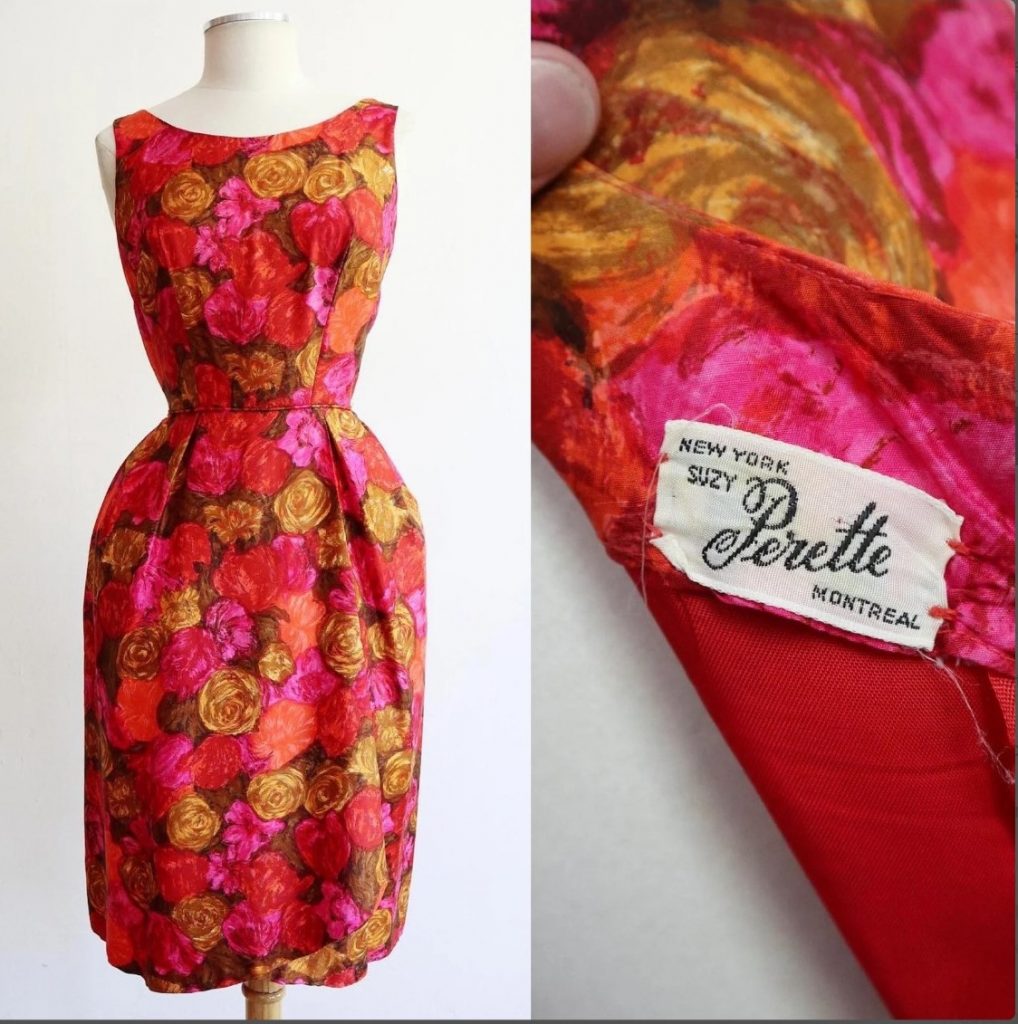 1960s Fashion: Brilliant silk floral 1960s dress by Suzy Perette.