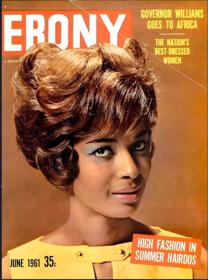 1960s Vintage Magazine Cover: Ebony Magazine June 1961 featuring High Fashion Summer Hairdos for Black Women.