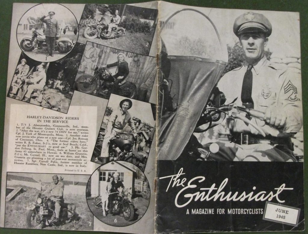 1940s Vintage Magazine - June 1945 Harley Davidson Enthusiast magazine (a magazine for motorcylists). 