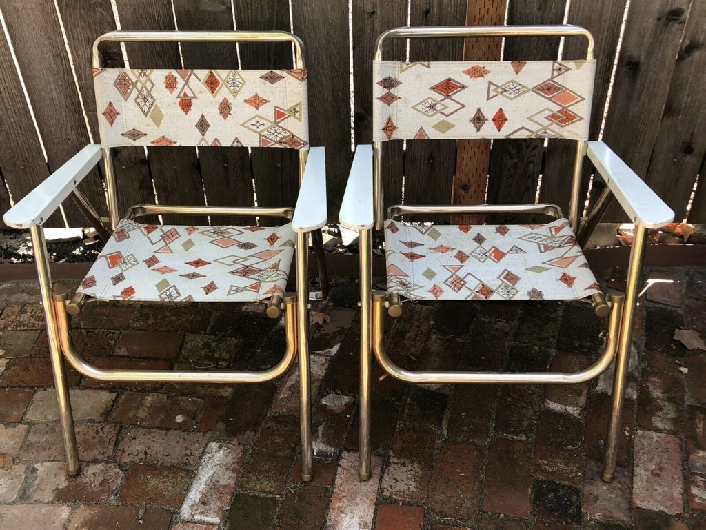 Mid-Century Modern Vintage Folding Lawn Chairs -vintage Patio Furniture 1950s / 1960s. 