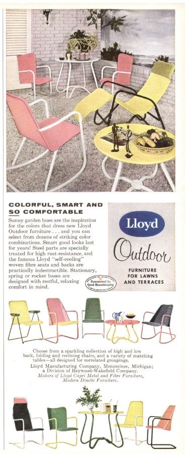 Mid Century Vintage Ad for outdoor furniture for lawns and terraces 1950s 1960s vintage ad