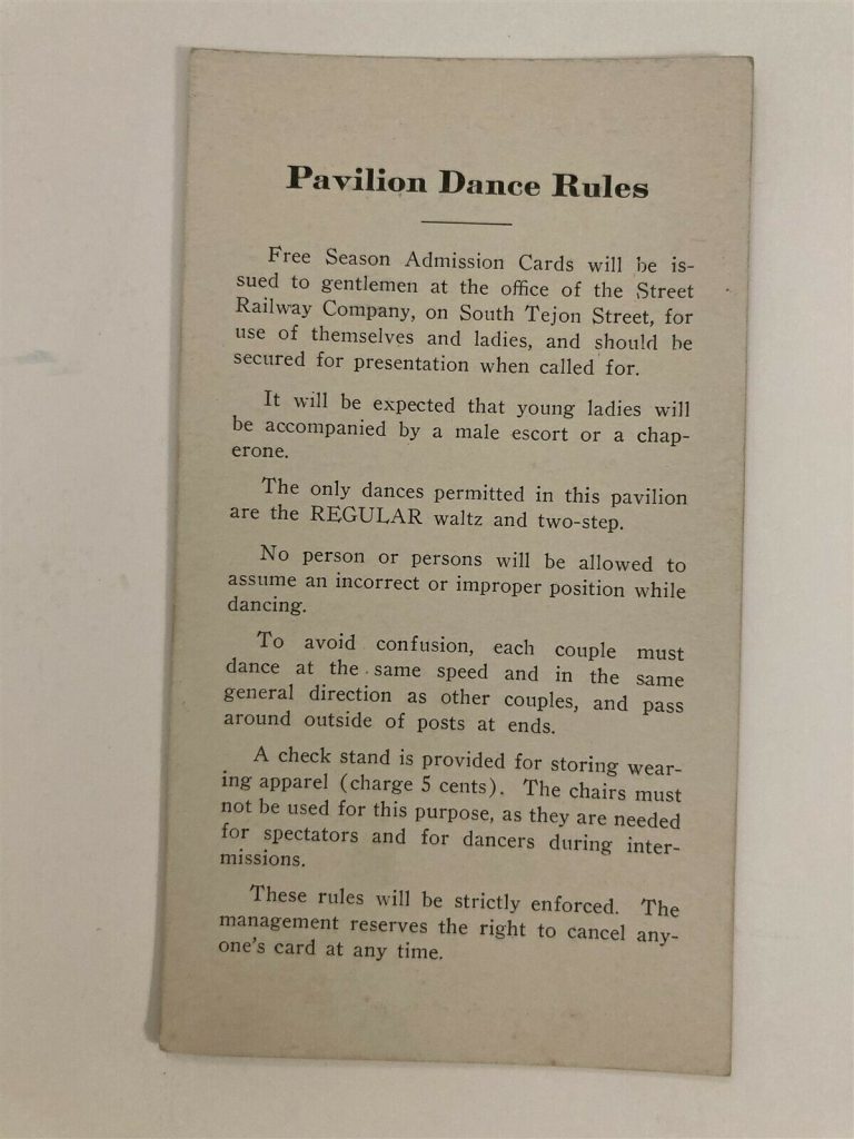 Early 1900's dance card rules. Rules on how to behave at the dance. 