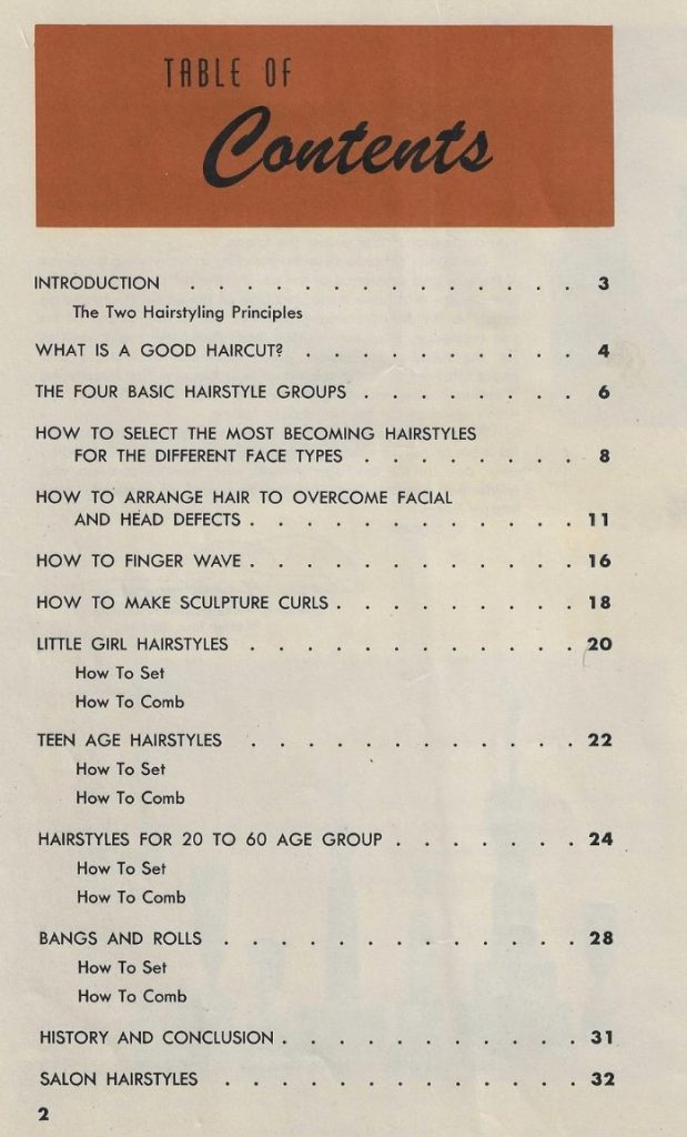 A vintage hairstyling book from 1948. Inside includes guidance on hairstyles, haircuts, curling, etc. Great guide for doing 1940s hairstyles. 