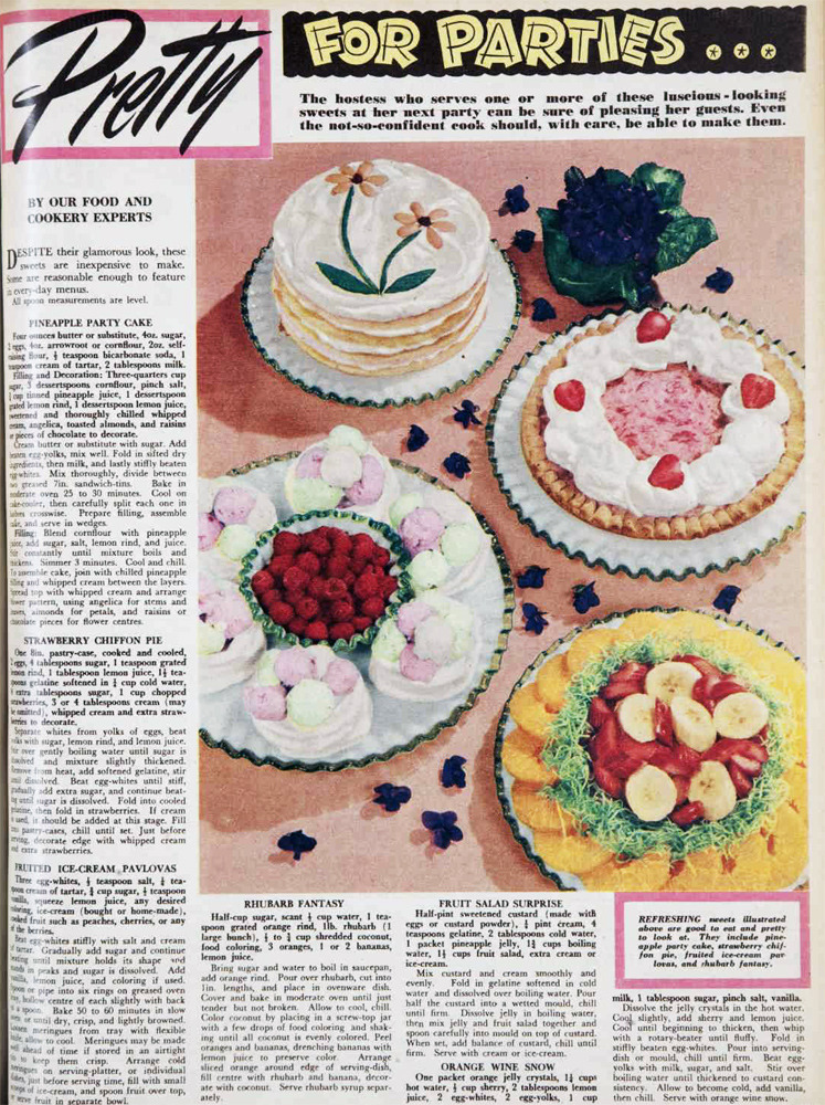 1950s Article for 1950s Party foods (1952)-great ideas for your next 1950s themed party. 